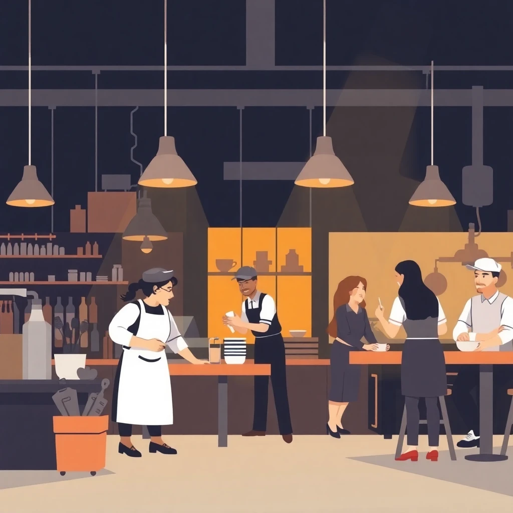 Serveurs dans un restaurant animé