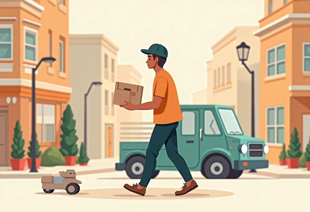 Courier navigating city streets
