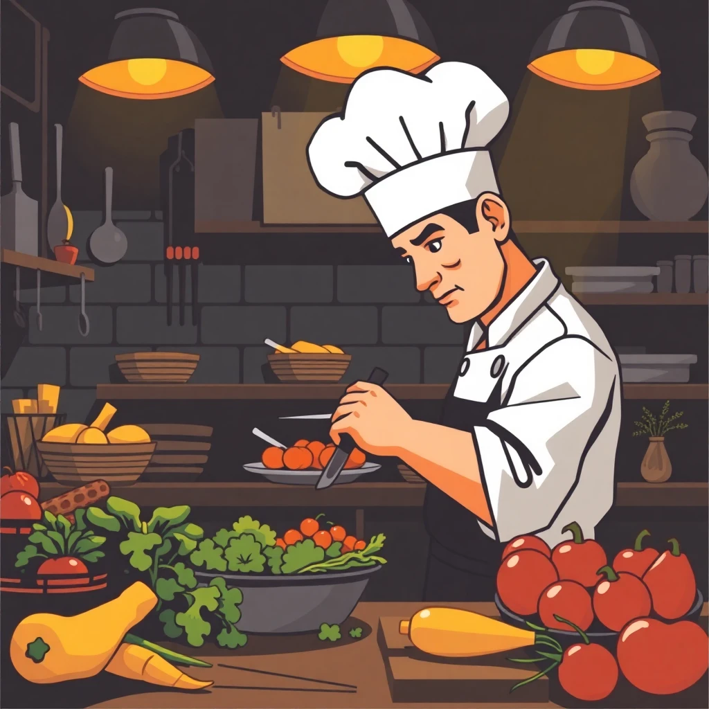 Chef in a busy kitchen