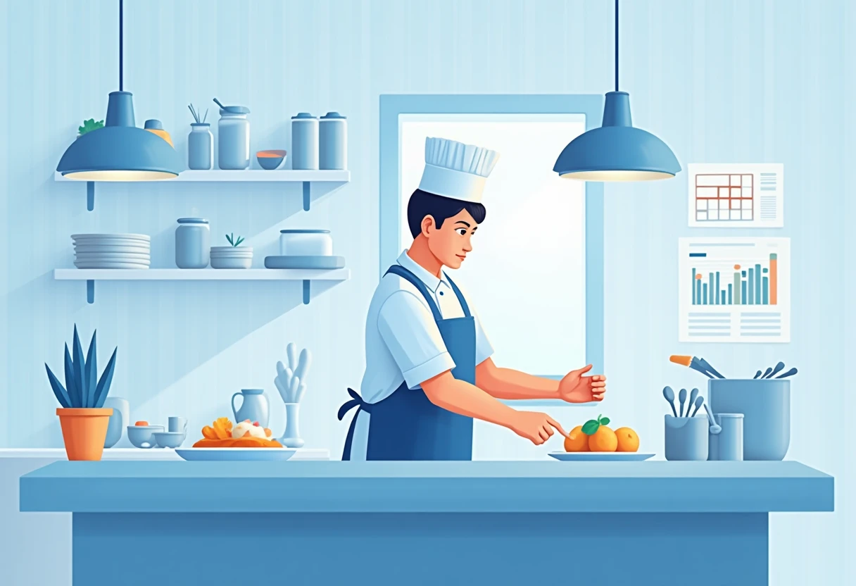 Chef at work in kitchen