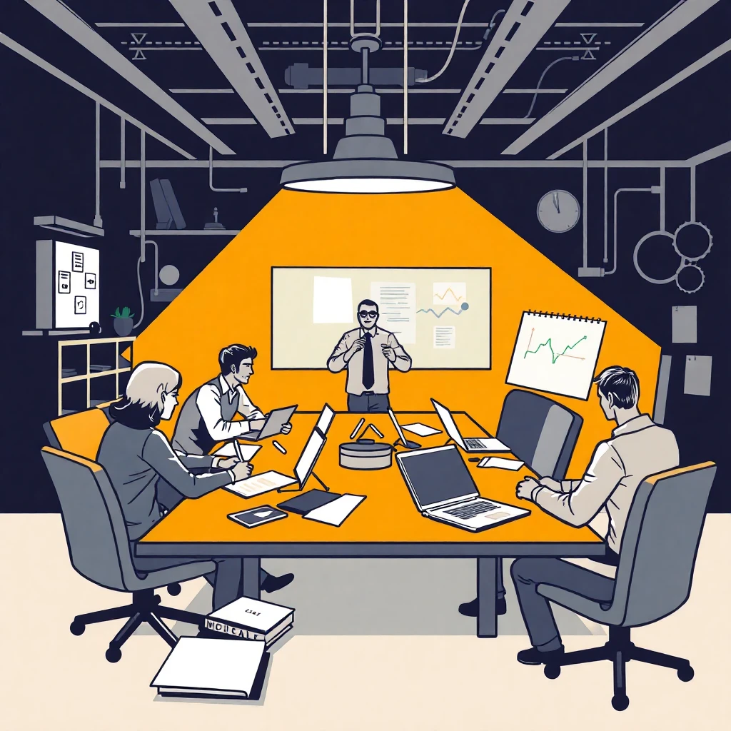 Project manager leading a team meeting