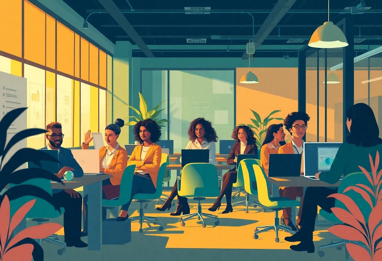 Team collaboration in a modern office