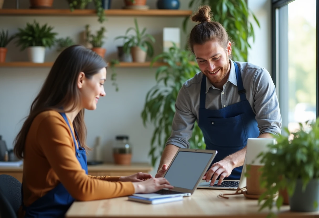 Retail worker assisting a customer