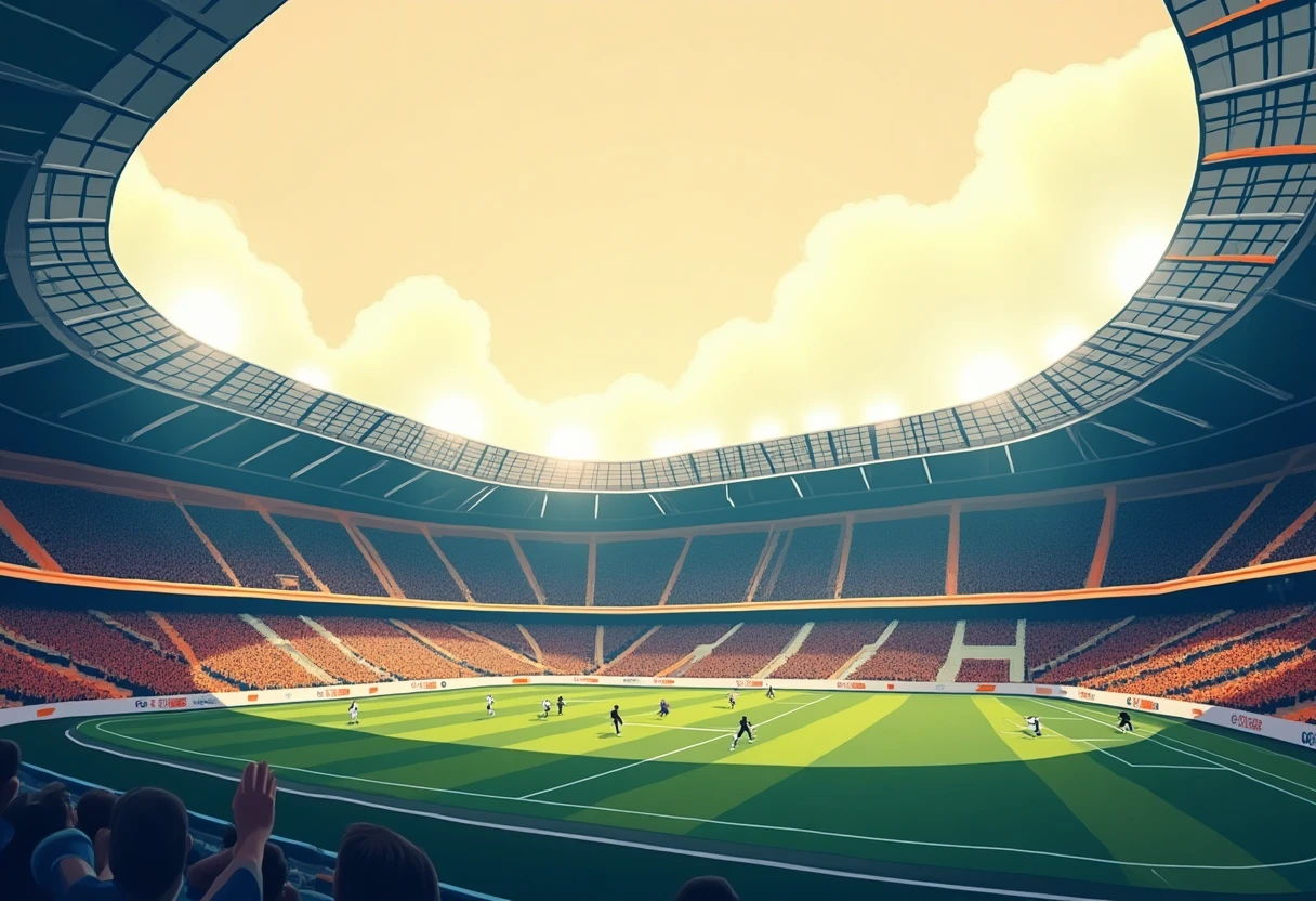Panorama do estádio antes de um jogo decisivo