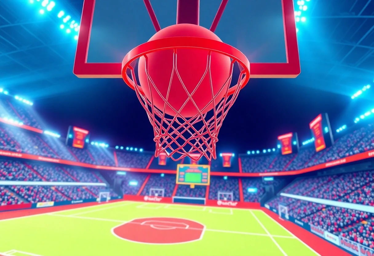 Basketball hoop close-up during NBA Finals