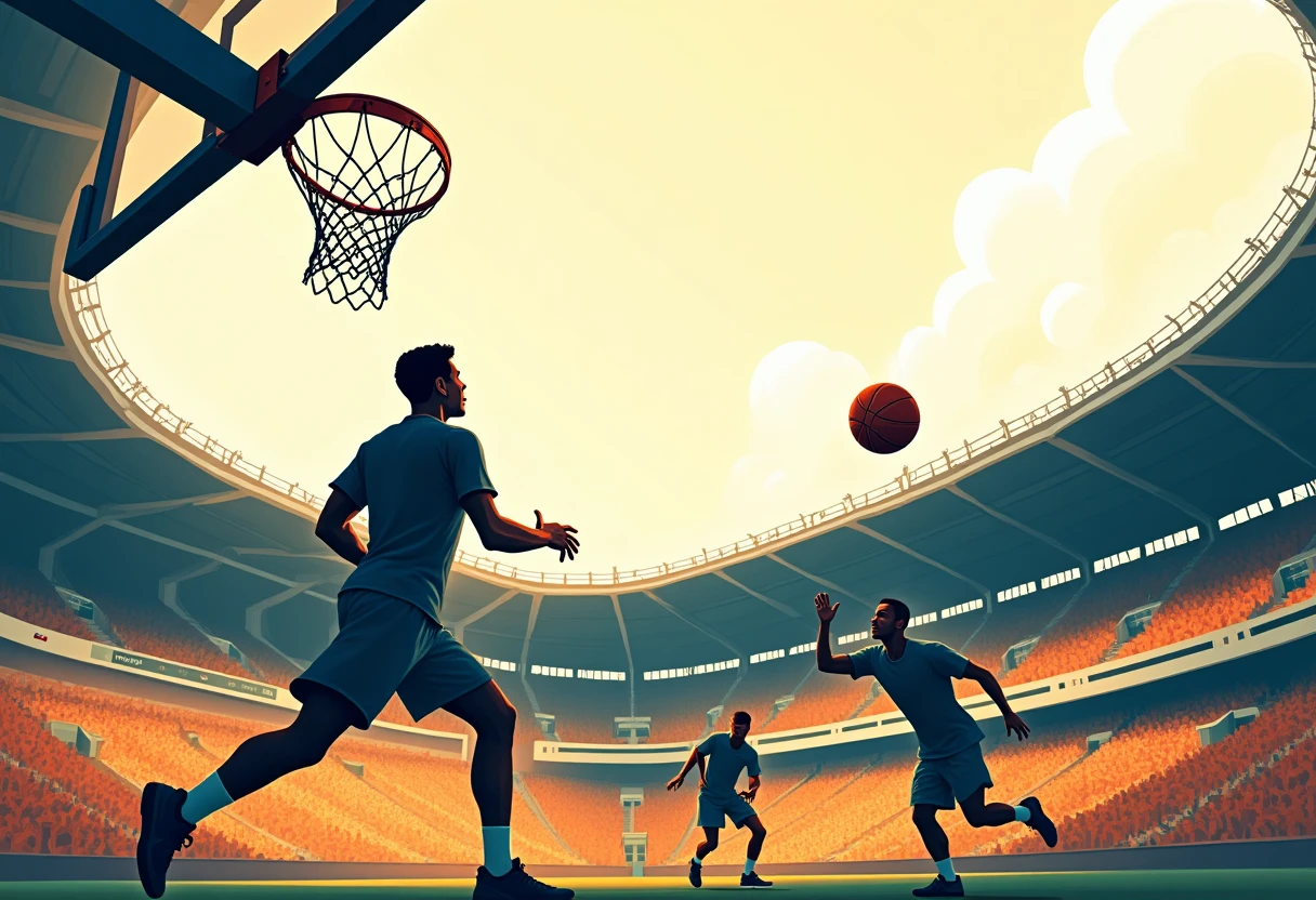Basketball action shot