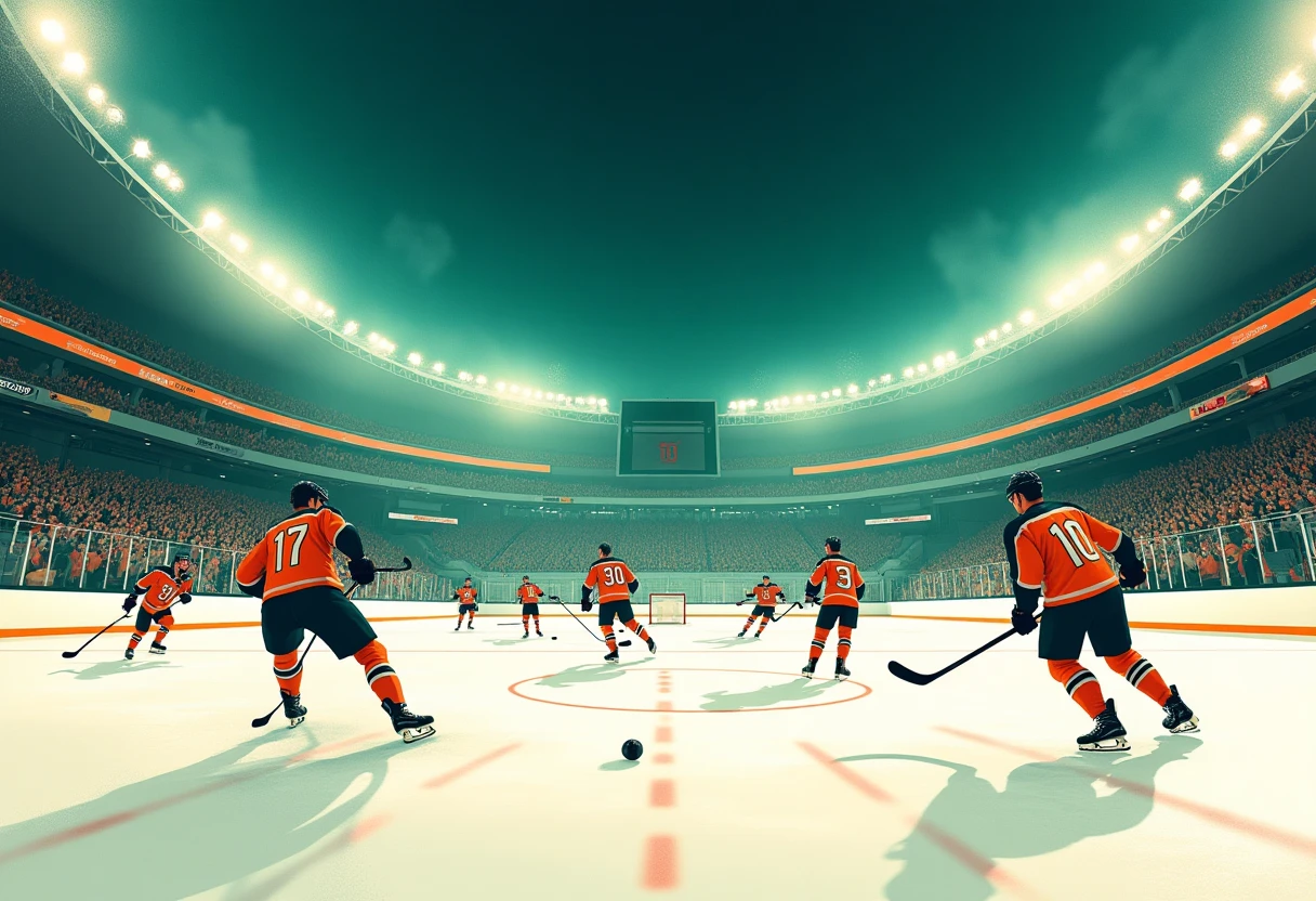Panoramic view of an NHL hockey arena