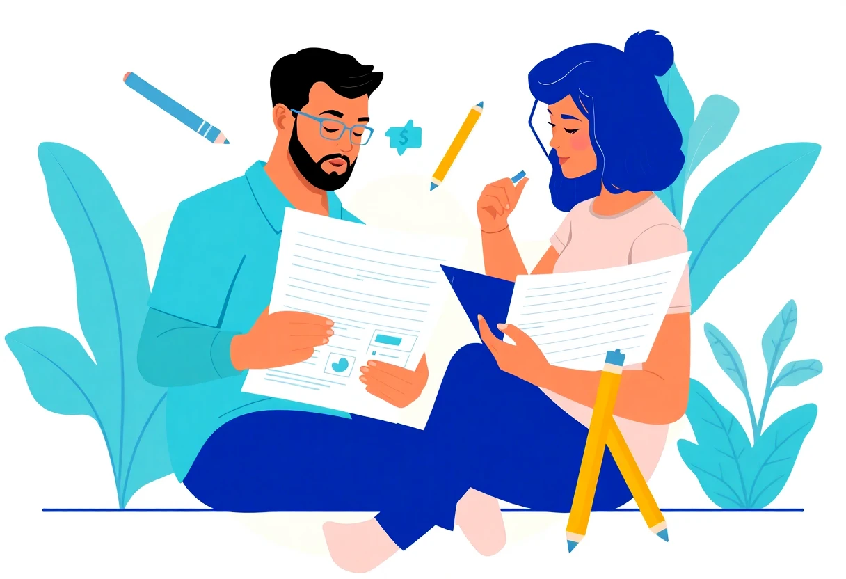Comparing loan options at a desk