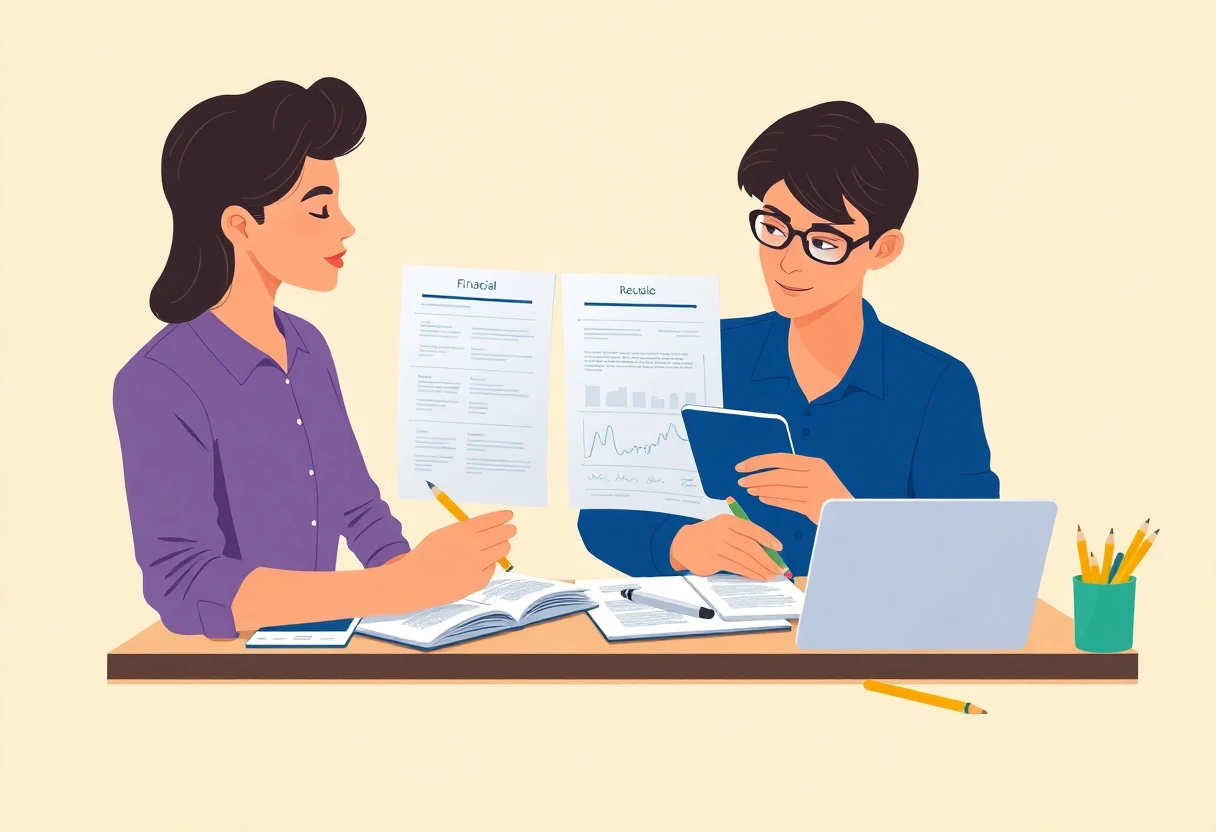 Reviewing loan documents at a desk