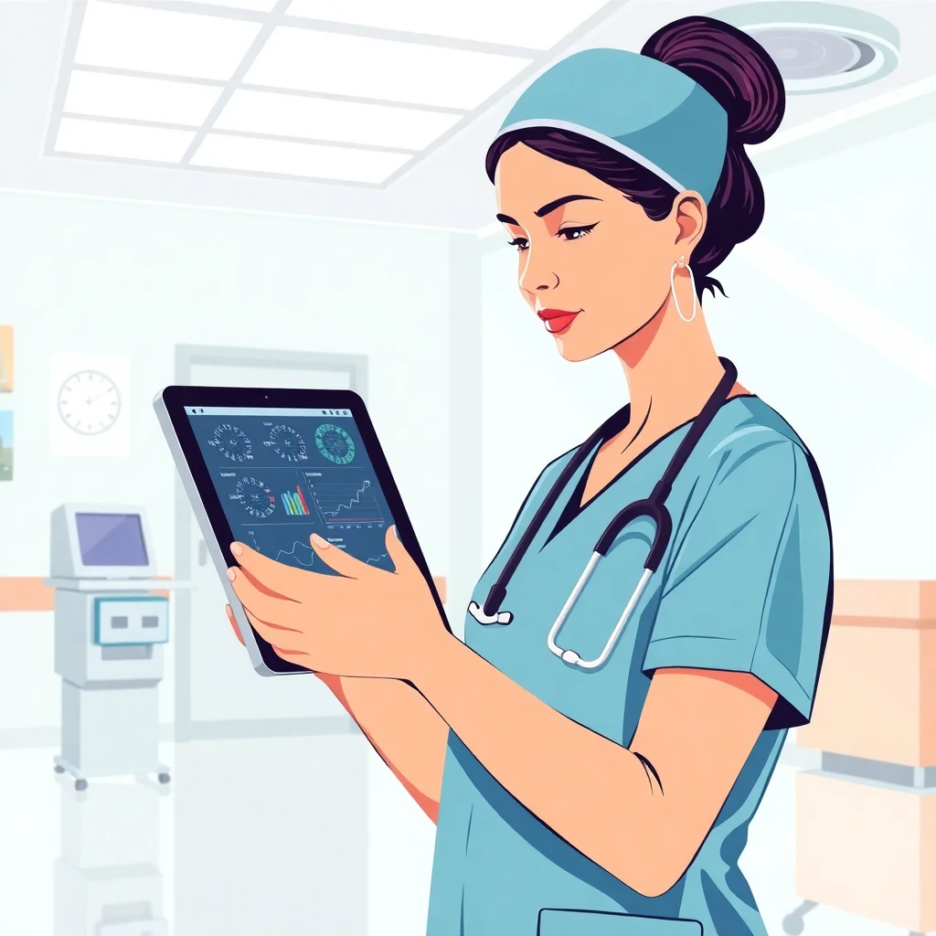 Nurse reviewing patient charts