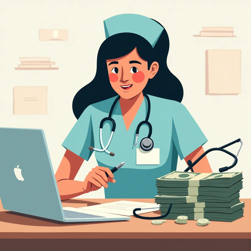 Nursing paychecks and stethoscope
