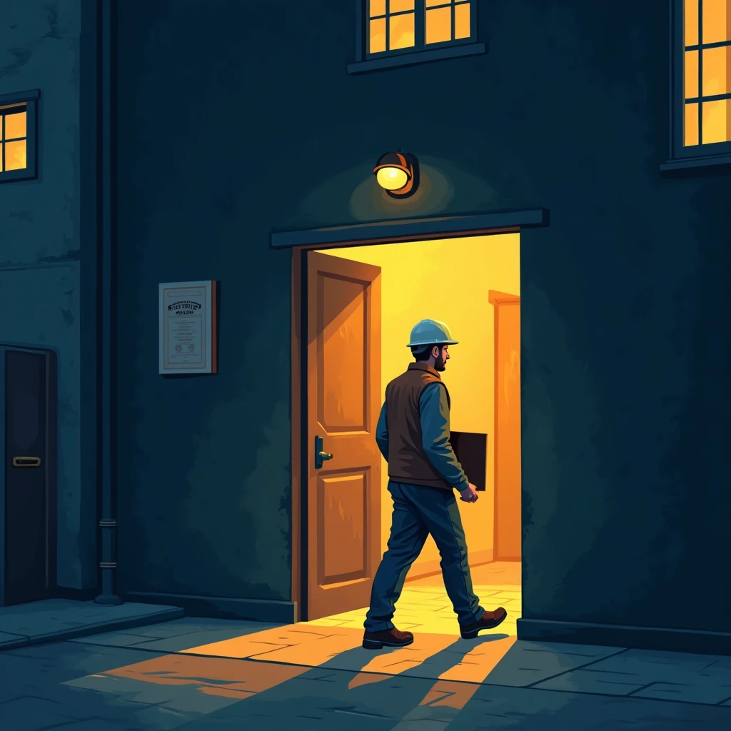 Travailleur de nuit quittant le travail