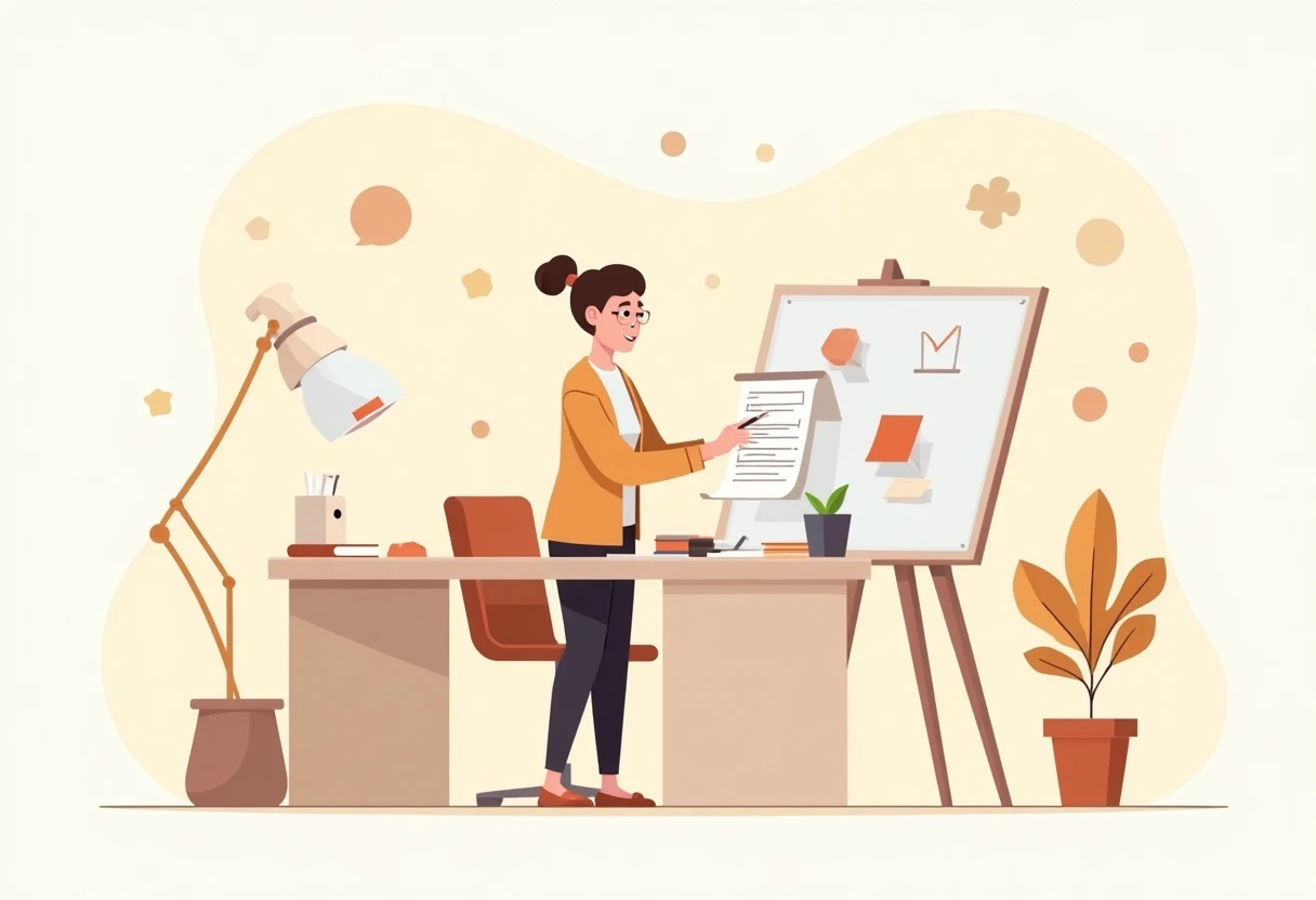 Office worker organizing tasks