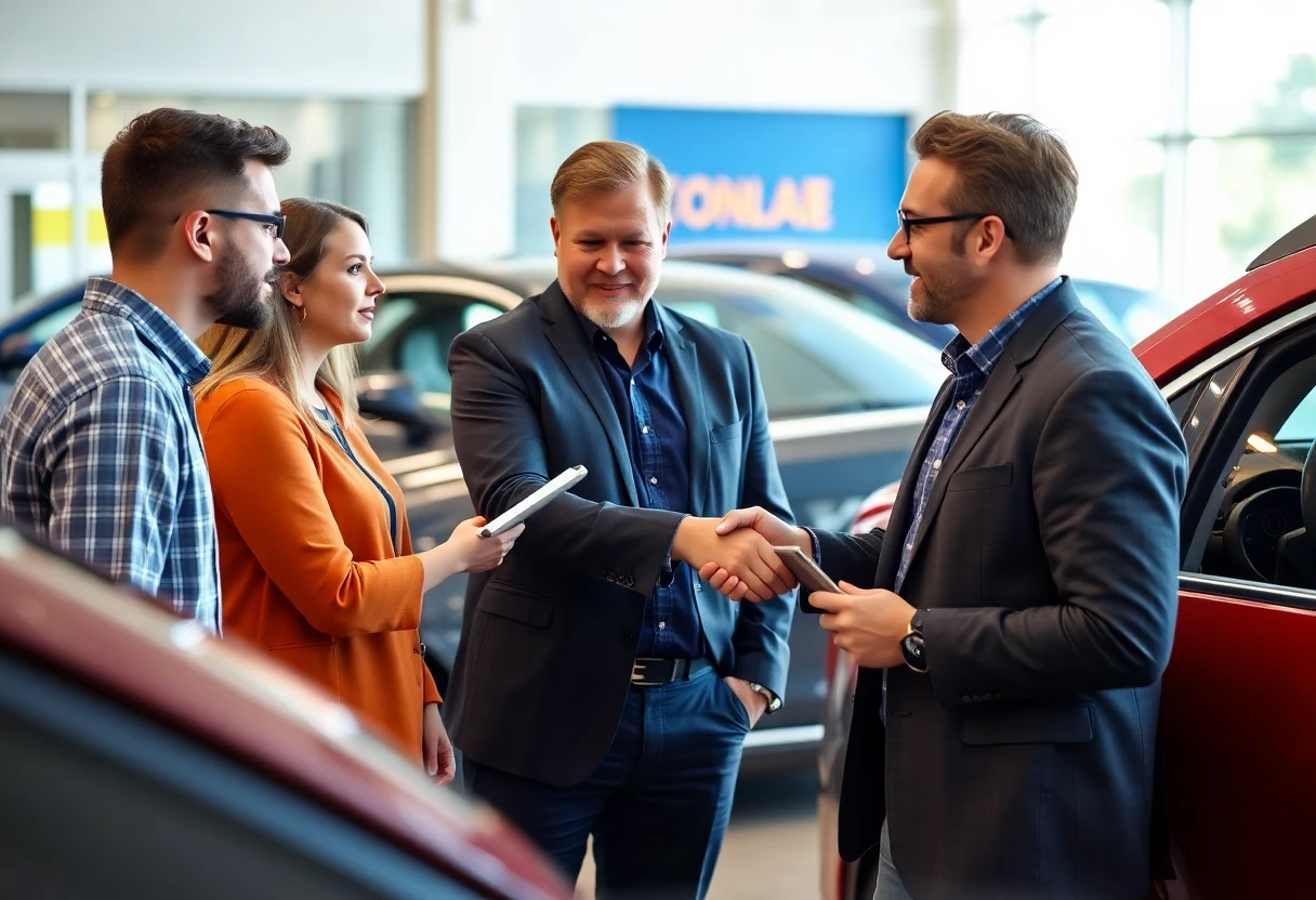 Discutiendo financiamiento automotriz en un concesionario