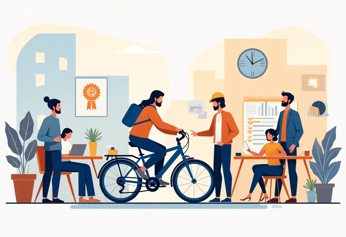 Repartidor en bicicleta en la ciudad