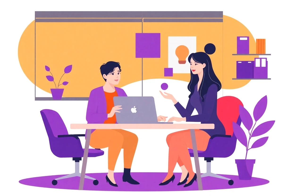 Discussão de projeto em escritório moderno