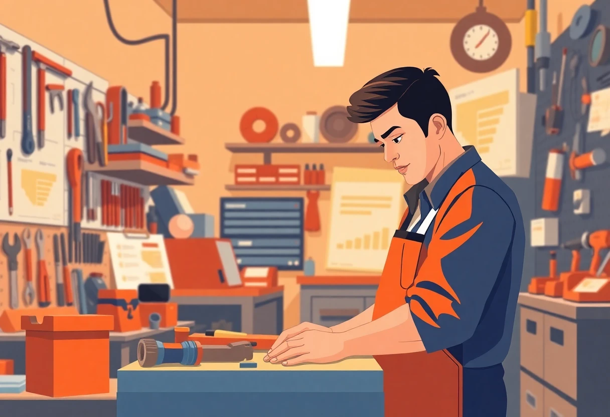 Trabajador en un taller mecánico