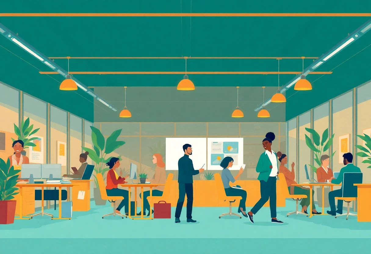 Colaboração em ambiente de trabalho moderno