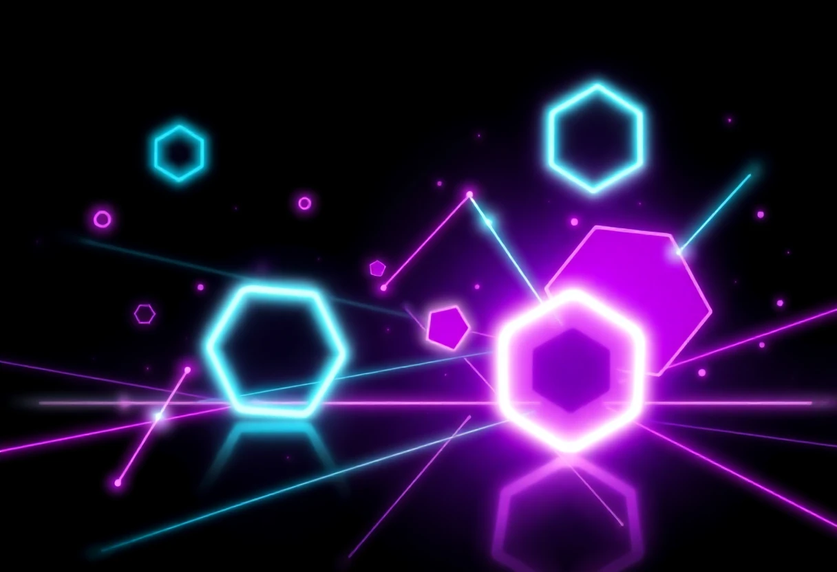 Abstract gaming shapes in neon colors
