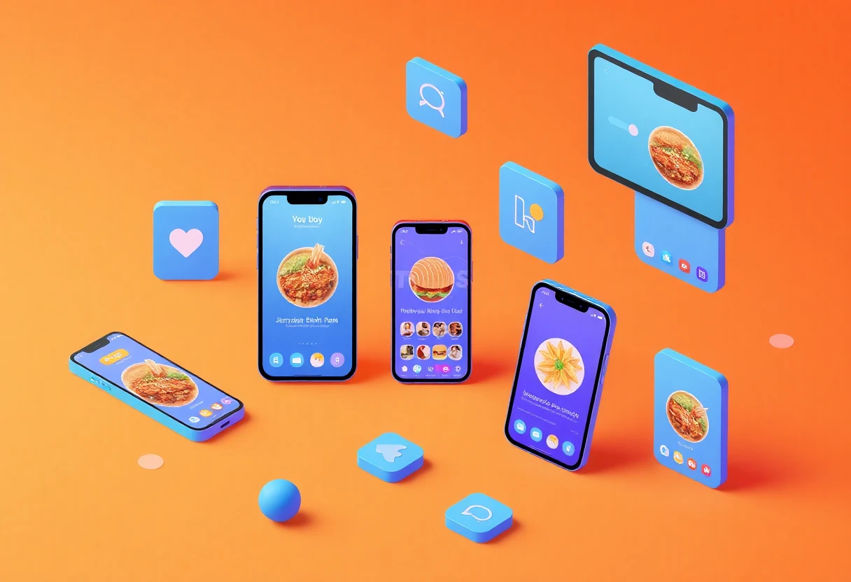 Ilustração de aplicativos de entrega de comida