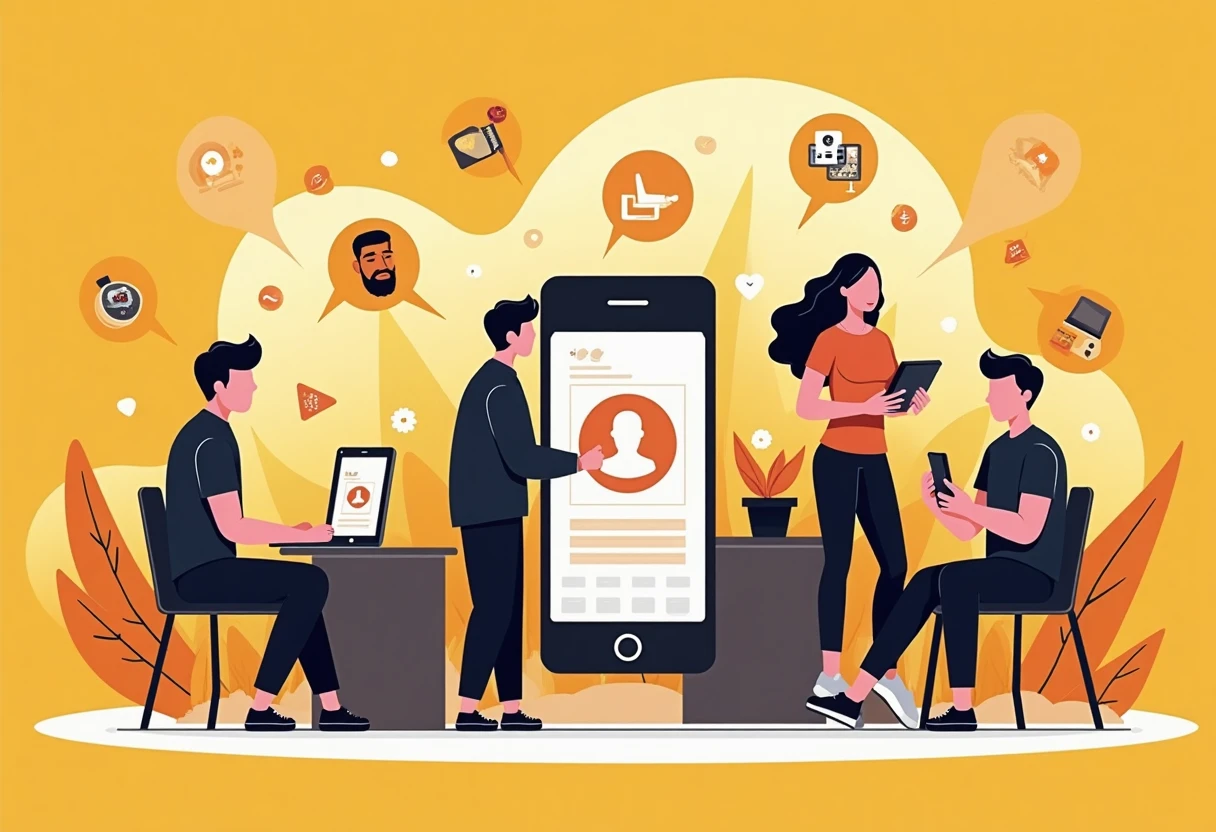 People engaging with social media apps