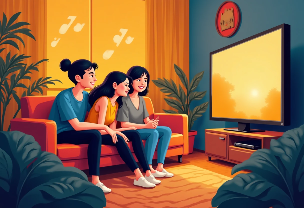 Família assistindo aplicativos de streaming