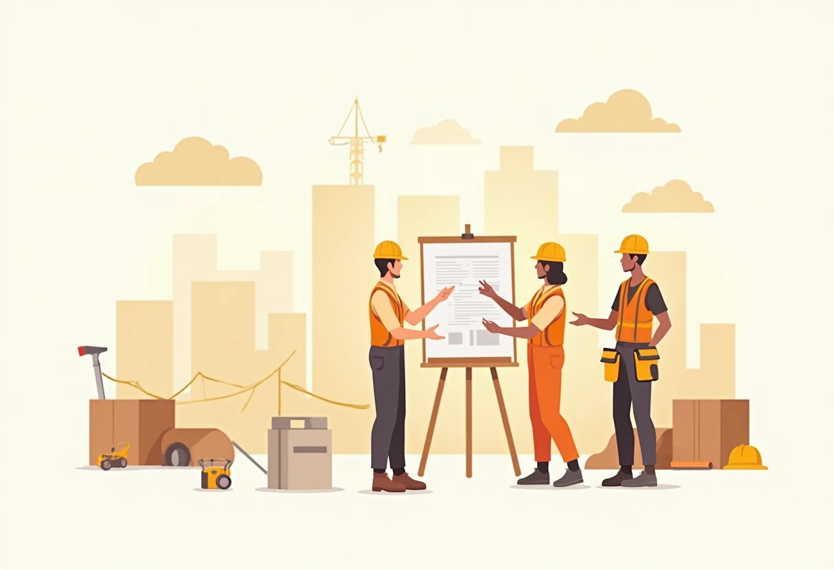 Discussion de chantier en construction