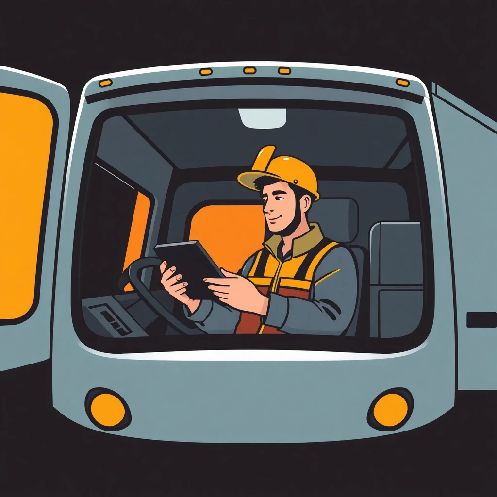Kurierfahrer bei der Routenplanung