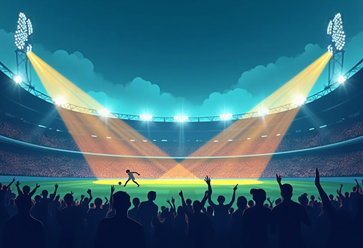Estadio deportivo iluminado