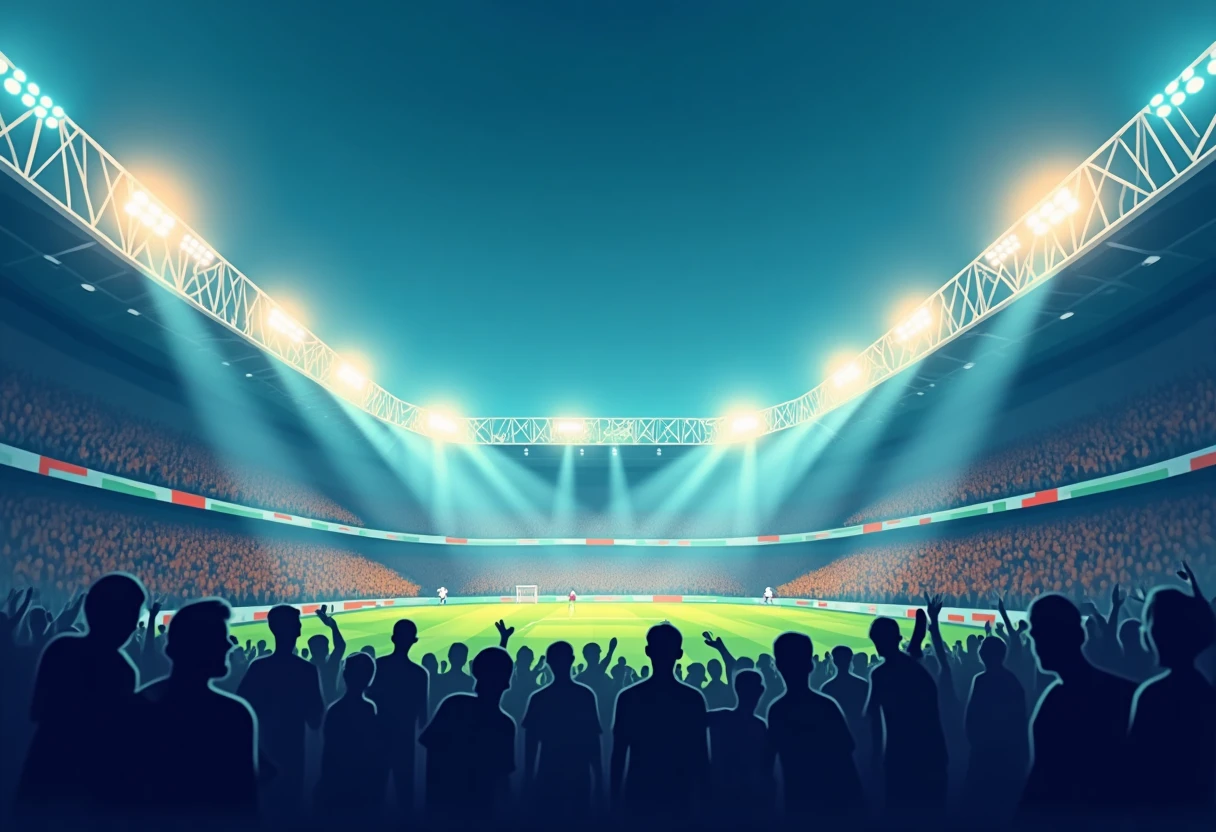 Stadium with fans during a football match