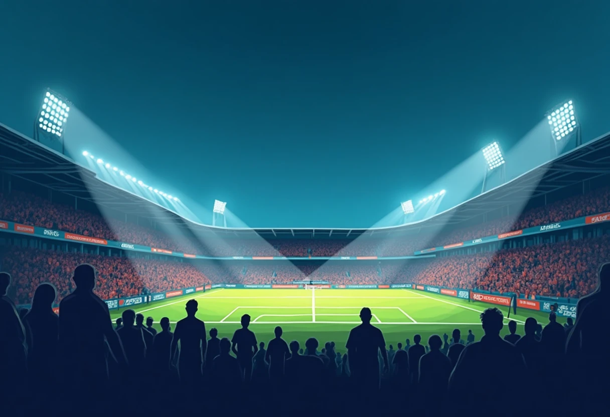 Estadio de fútbol iluminado