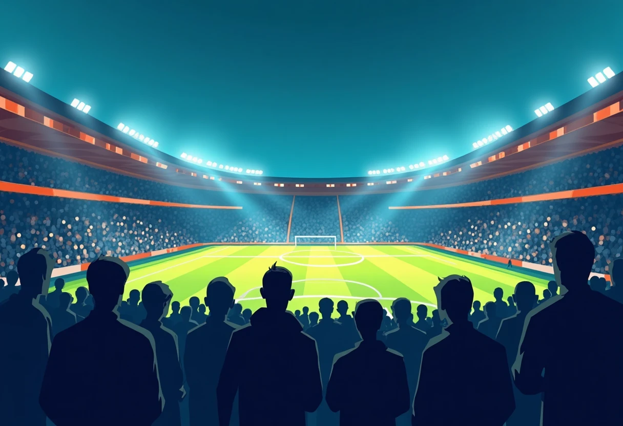 Estadio iluminado en plena acción