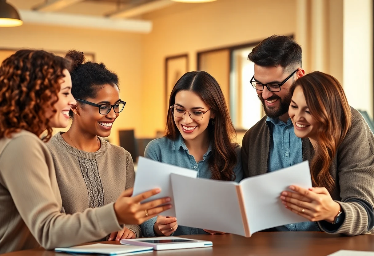 Office environment with financial reviews