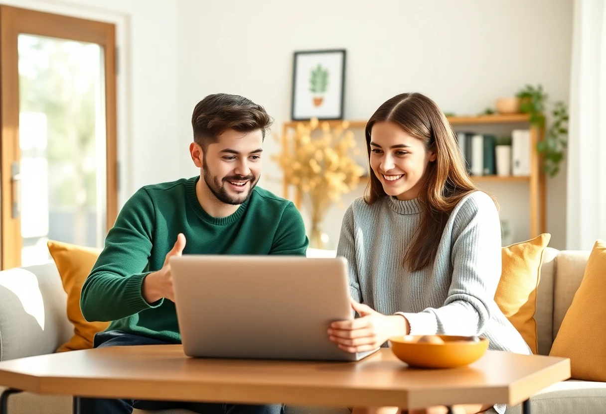 Couple comparing loan options