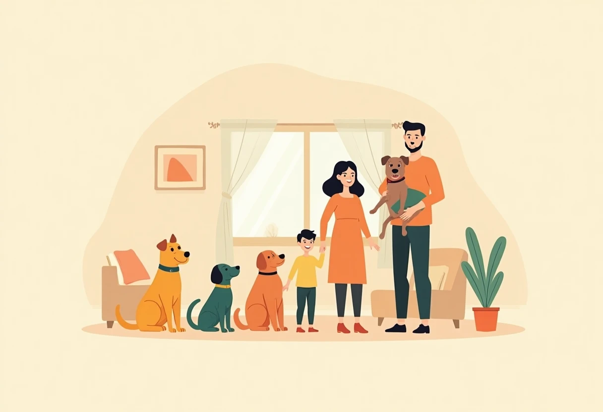 Happy pet adoption at home