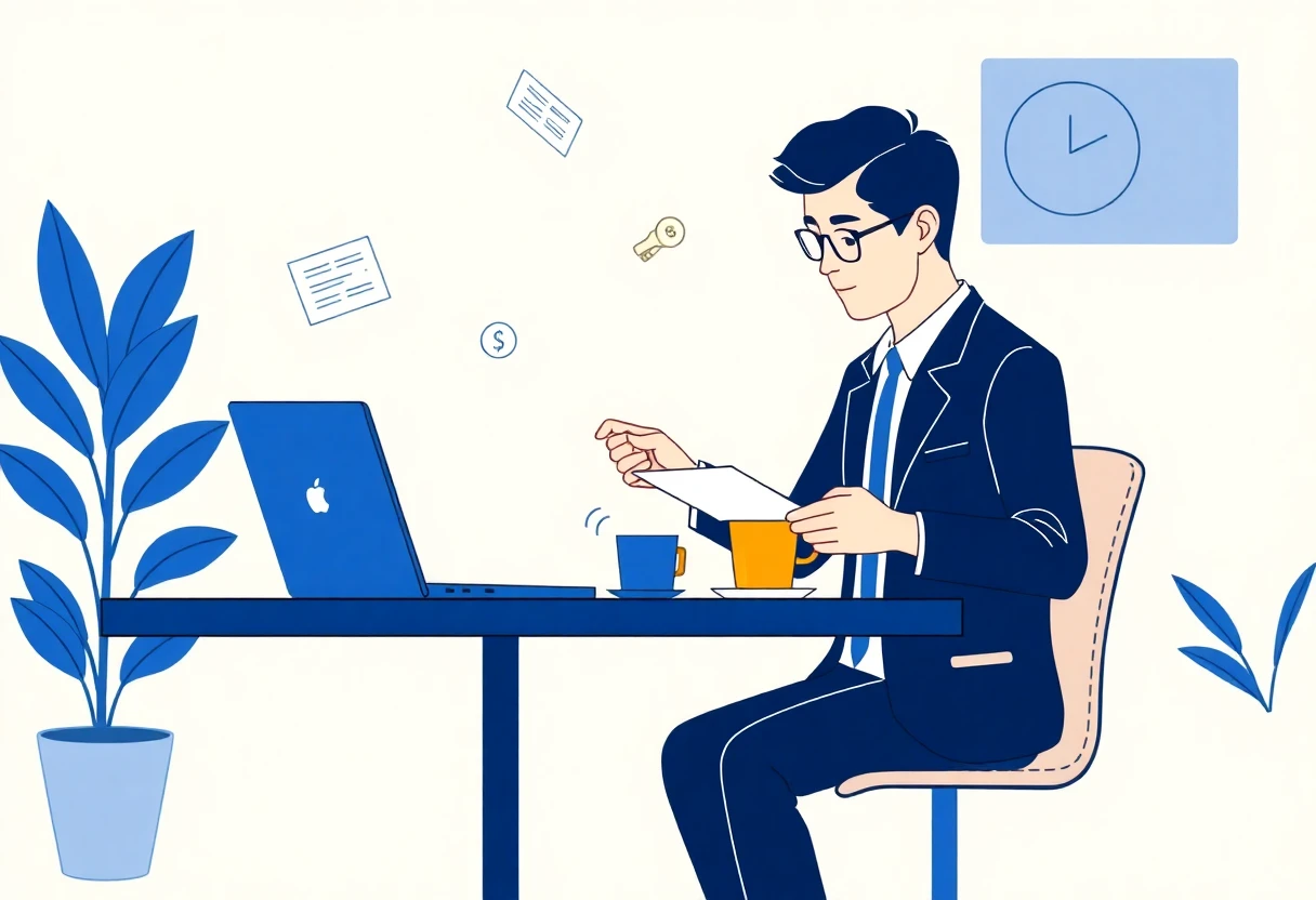 Ilustrasi abstrak orang meninjau dokumen keuangan