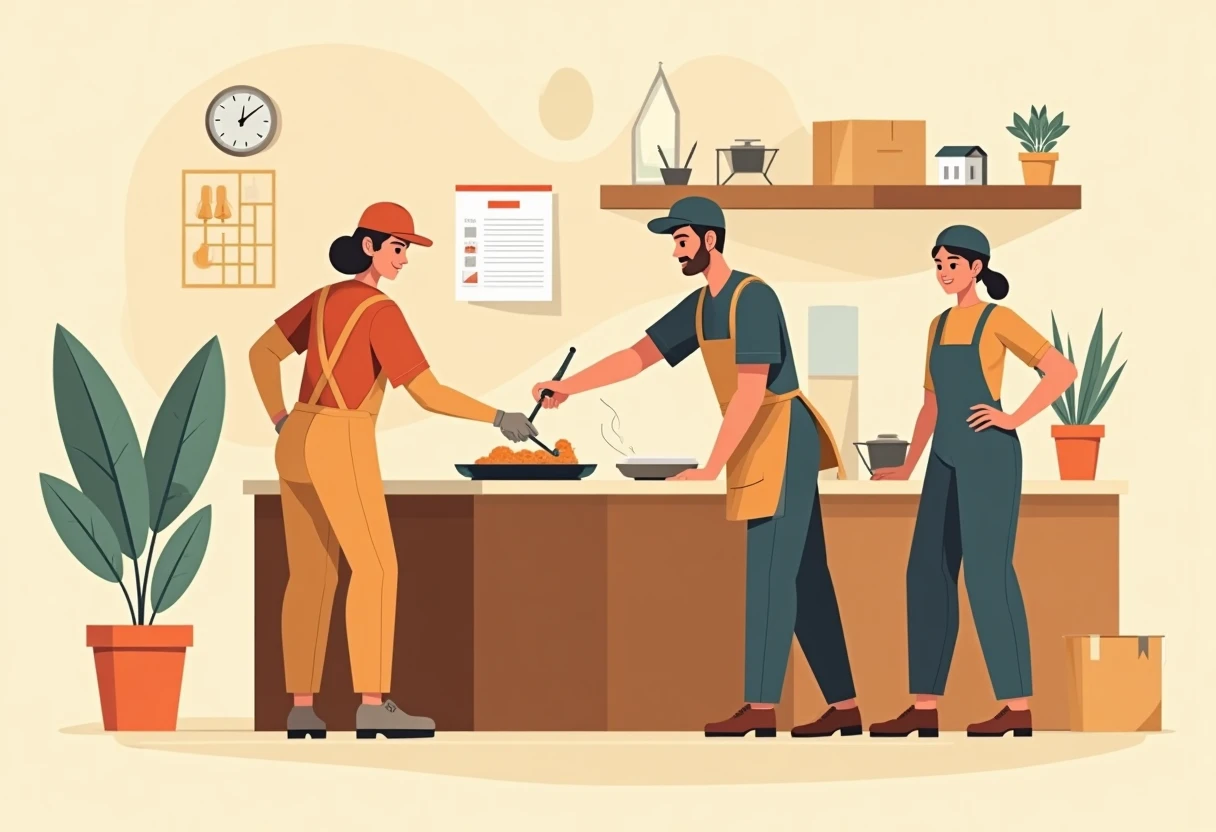Pekerja restoran di dapur