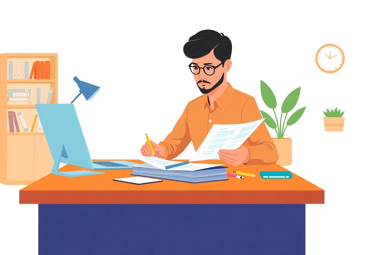 Reviewing loan options at a desk