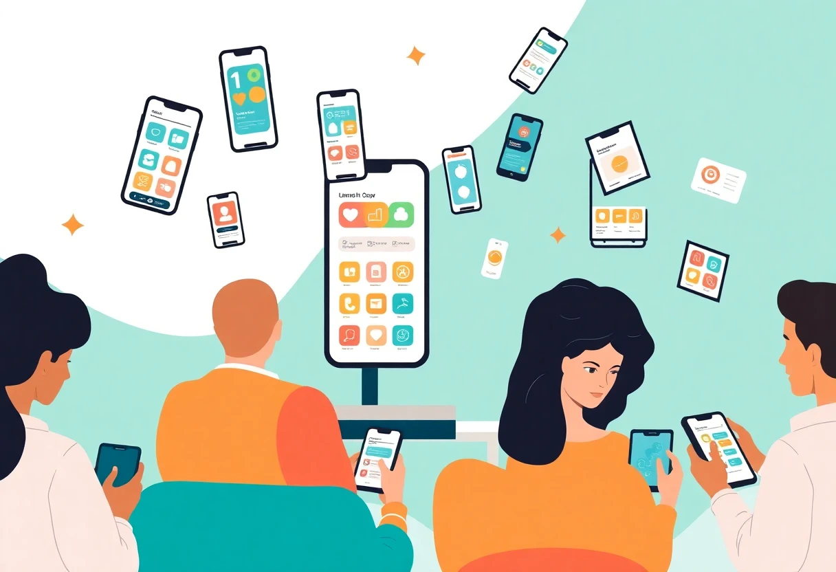 Illustration of health app icons