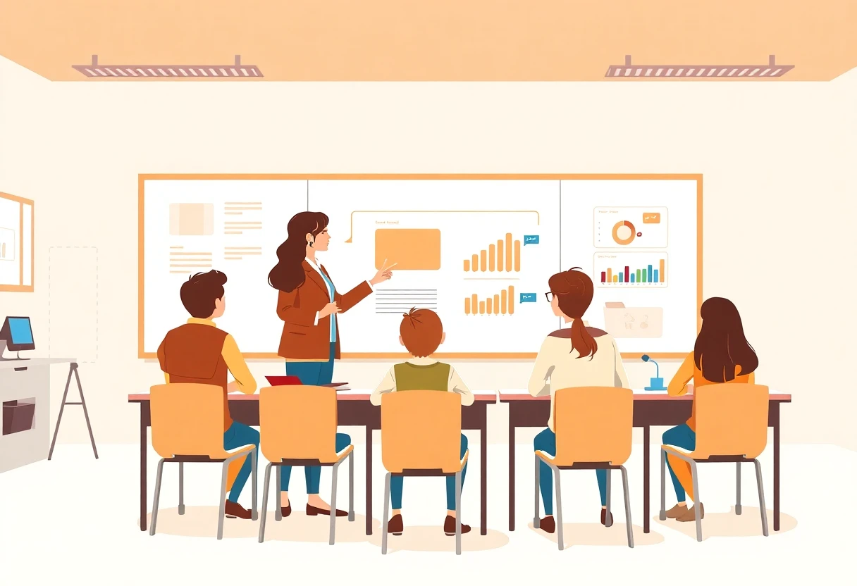 Enseignant utilisant des technologies modernes en classe