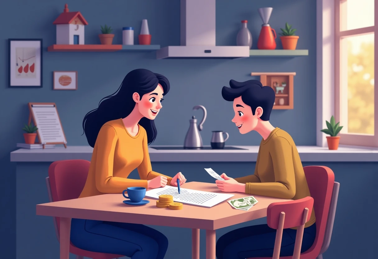 Family reviewing loan options