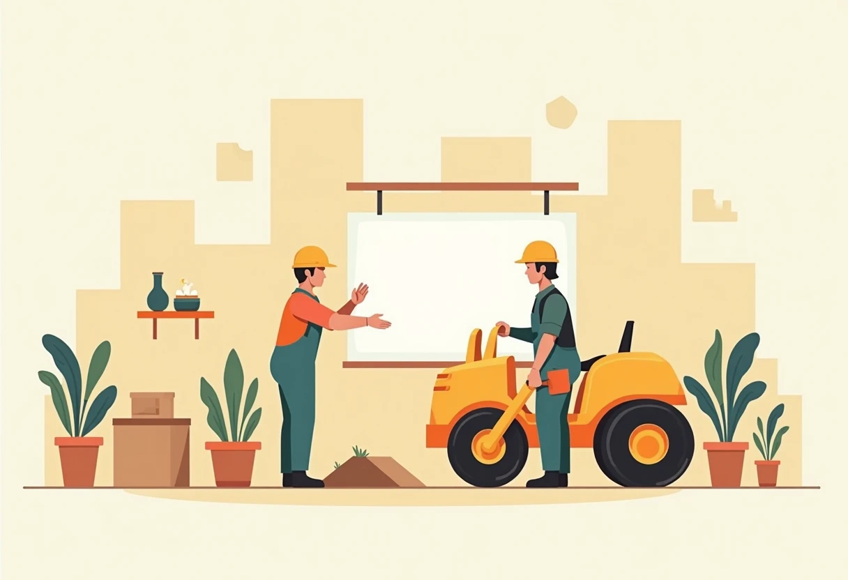 Trabalhadores da construção civil em ação