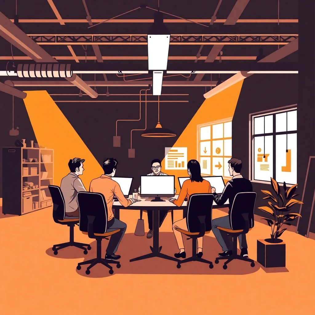 Team meeting in tech office