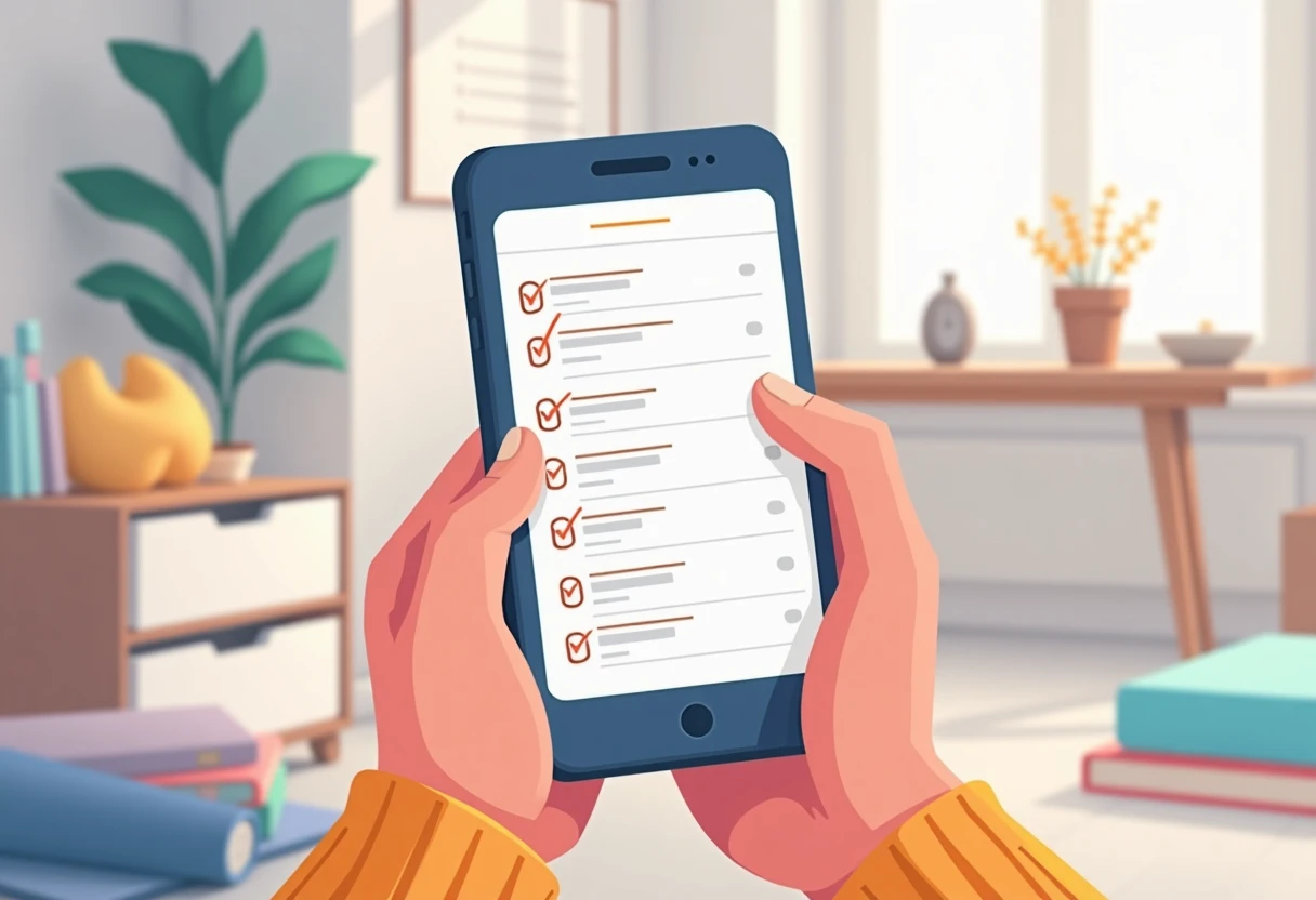 Checking tasks on a planner app