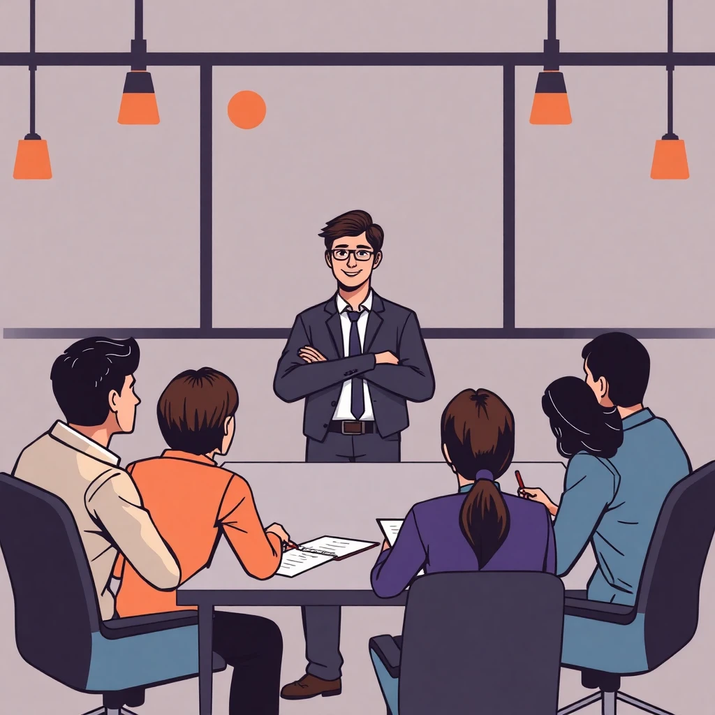 First-time manager leading a meeting