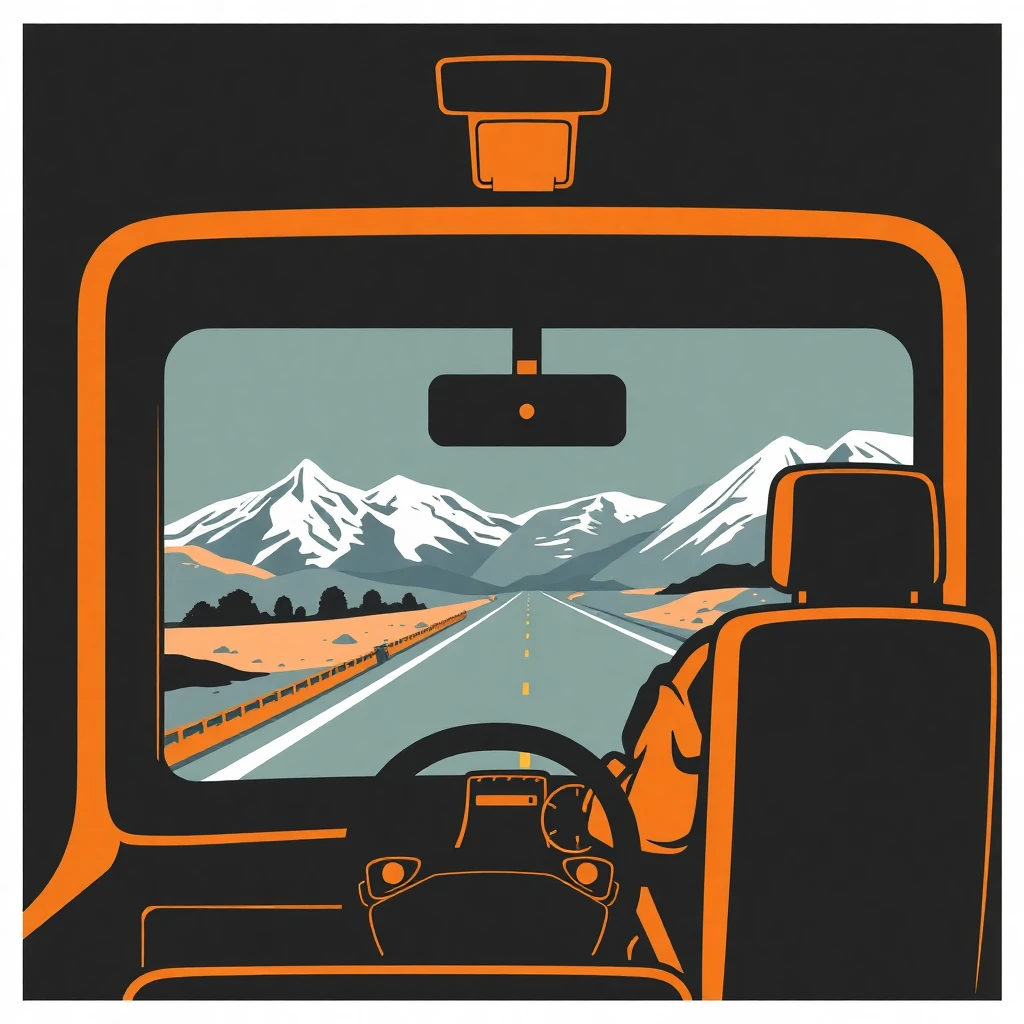 Conductor de tráiler en ruta
