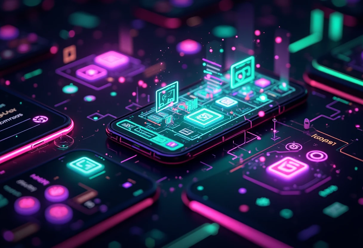 Iconos de apps sociales con luces de neón