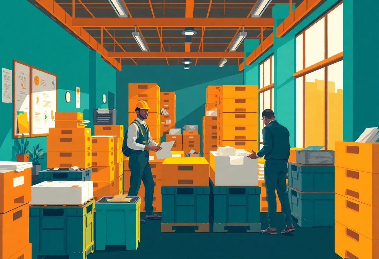 Entorno de trabajo en almacén bien organizado