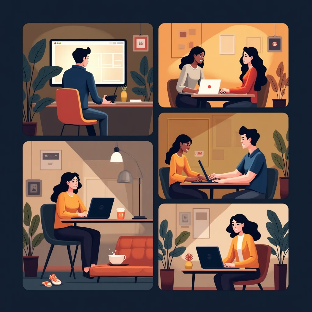 Remote workers in home offices