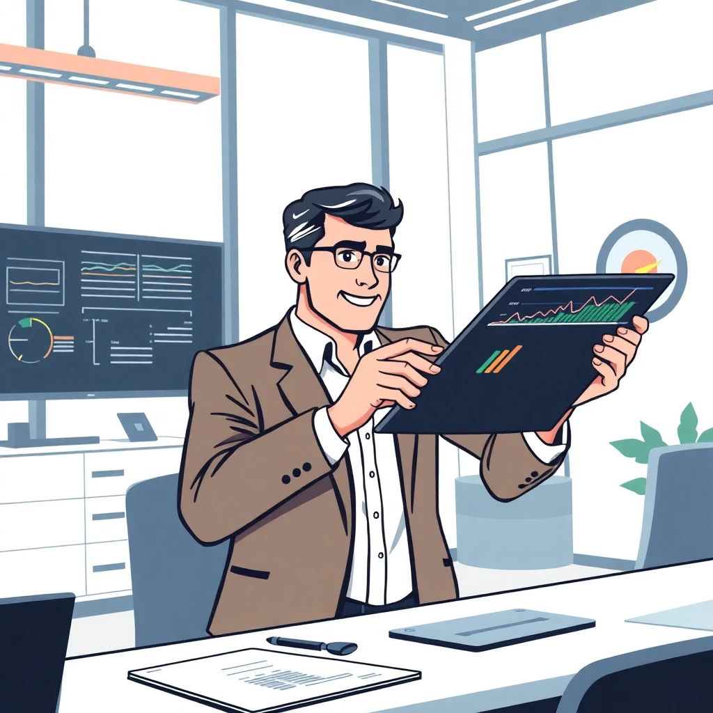 Professional reviewing sales data